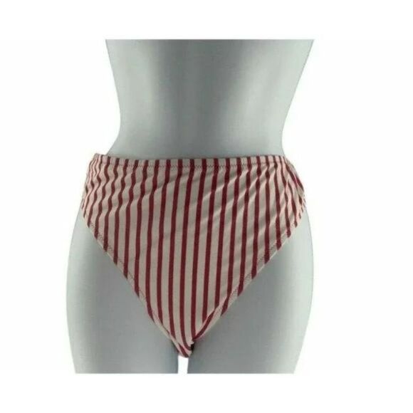 Shade & Shore Women's Red White Striped Hipster Bikini Bottom Size Extra Large - Picture 3 of 6